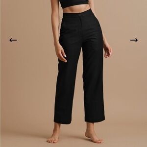 Turnblack India Linen Black Part of You High-Waisted Ankle Cropped Pants
